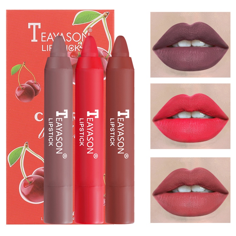 [Hàng mới về] Set 3 son bút chì màu lì nude kháng nước lâu trôi chuyên dụng trang điểm cho nữ