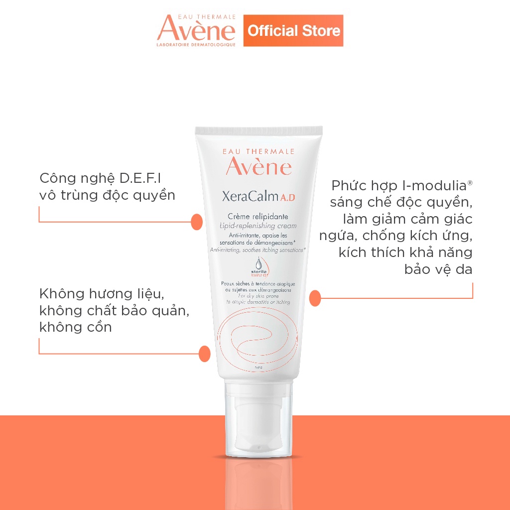 Kem dưỡng ẩm vô trùng cho da khô, rất khô, viêm da cơ địa AVÈNE XERACALM A.D CREAM 200ml