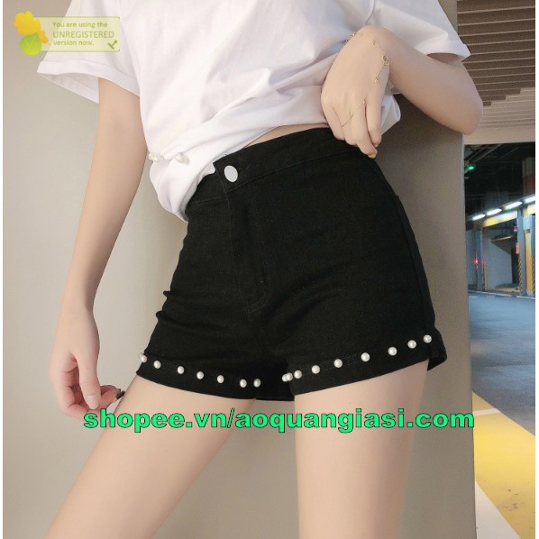 quần short nữ trơn lai cườm q7 mt991 AQGS.com màu đen size s,m,l phong cách Hàn Quốc năng động, cá tính