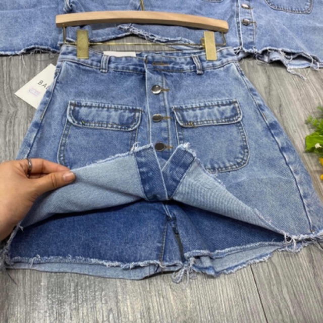Quần giả váy cúc 2 túi trước