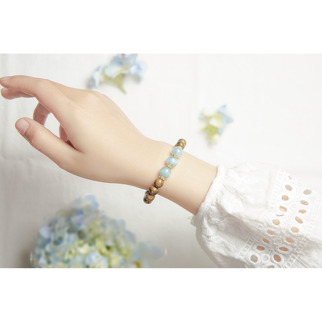 Vòng tay trầm hương nam nữ tam tài may mắn tự nhiên phong thủy Udumbara, quà biếu tặng sang trọng.