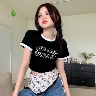 Áo thun croptop ROLLIN phối viền