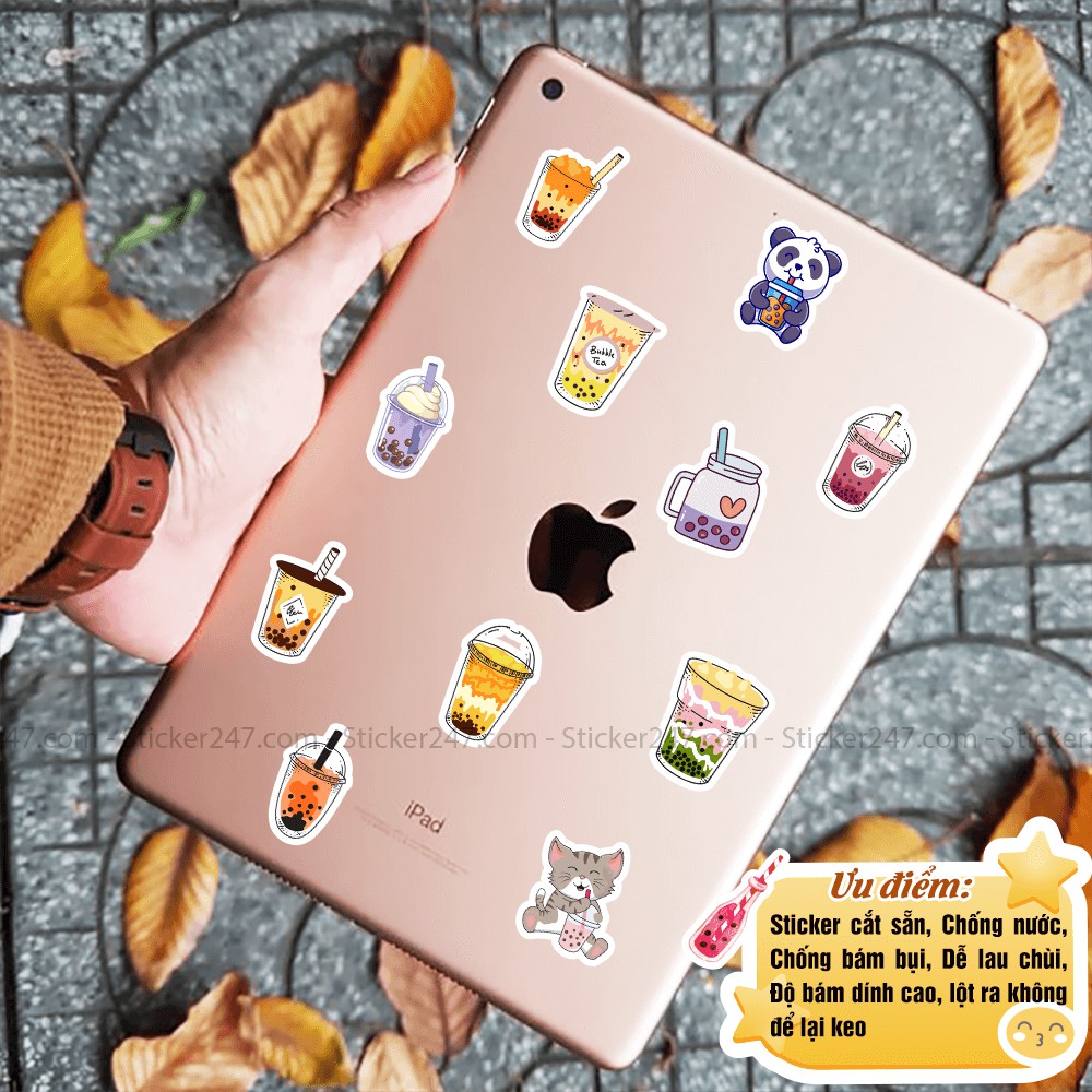 Bộ 50 Sticker Cute Trà Sữa 𝑭𝒓𝒆𝒆𝒔𝒉𝒊𝒑 chống nước - sticker pvc dễ thương giá rẻ