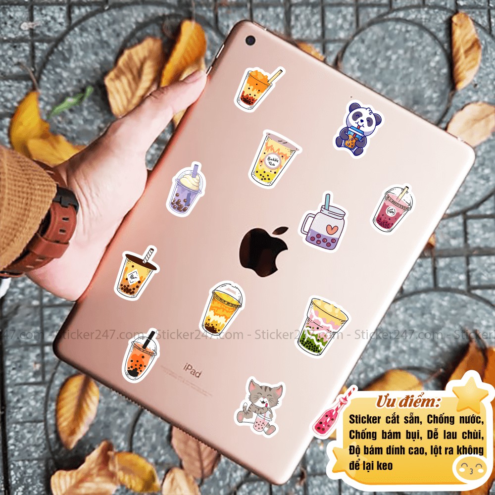 Bộ 50 Sticker Cute Trà Sữa 🌈Freeship chống nước - sticker pvc dễ thương giá rẻ