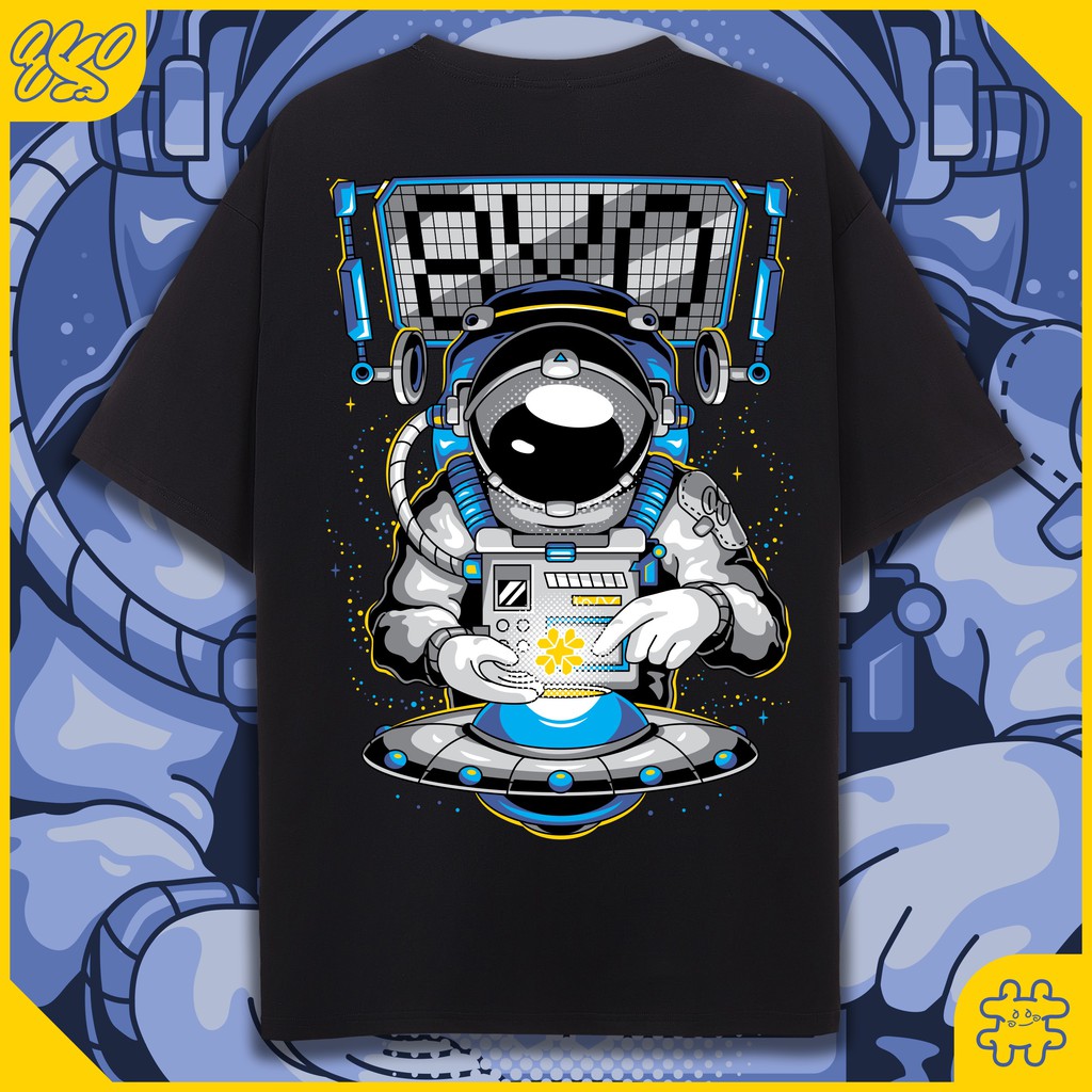 Áo thun tay lỡ 8YO phông Unisex nam nữ Premium Cotton oversize form rộng ASTRONAUT - Đen