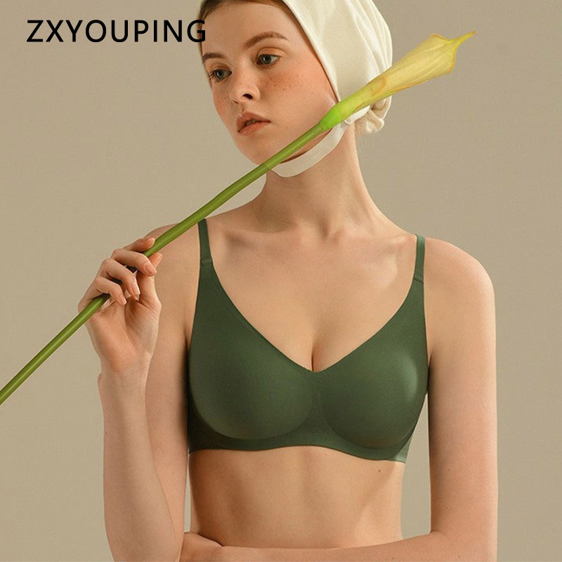 Áo ngực SUJI cổ chữ V sâu mềm mại mỏng không đường may phong cách Nhật Bản màu sắc tùy chọn cho nữ