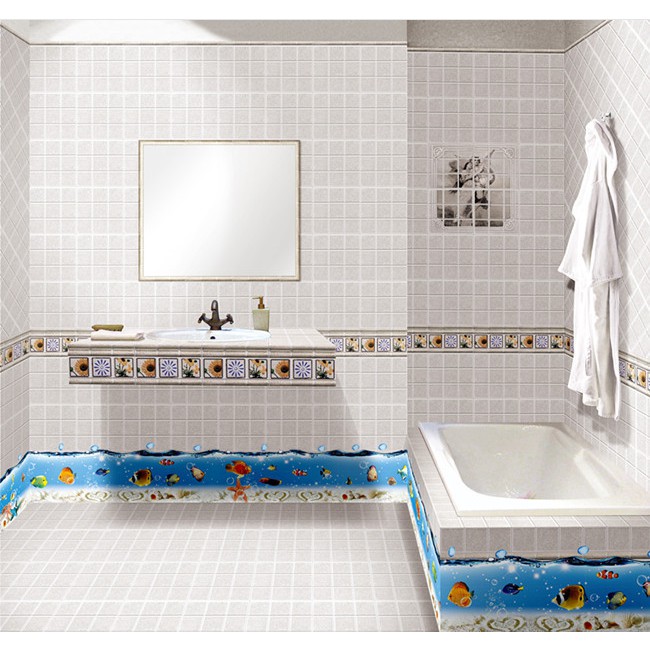 Decal trang trí chân tường Đại Dương xanh