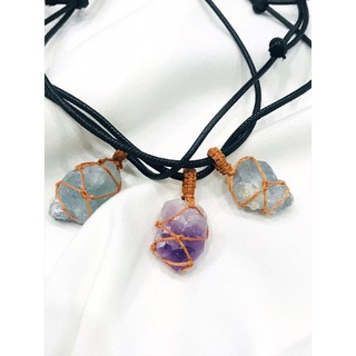 Dây Chuyền Đá Thô Flourite/ Celestine/ Amethyst