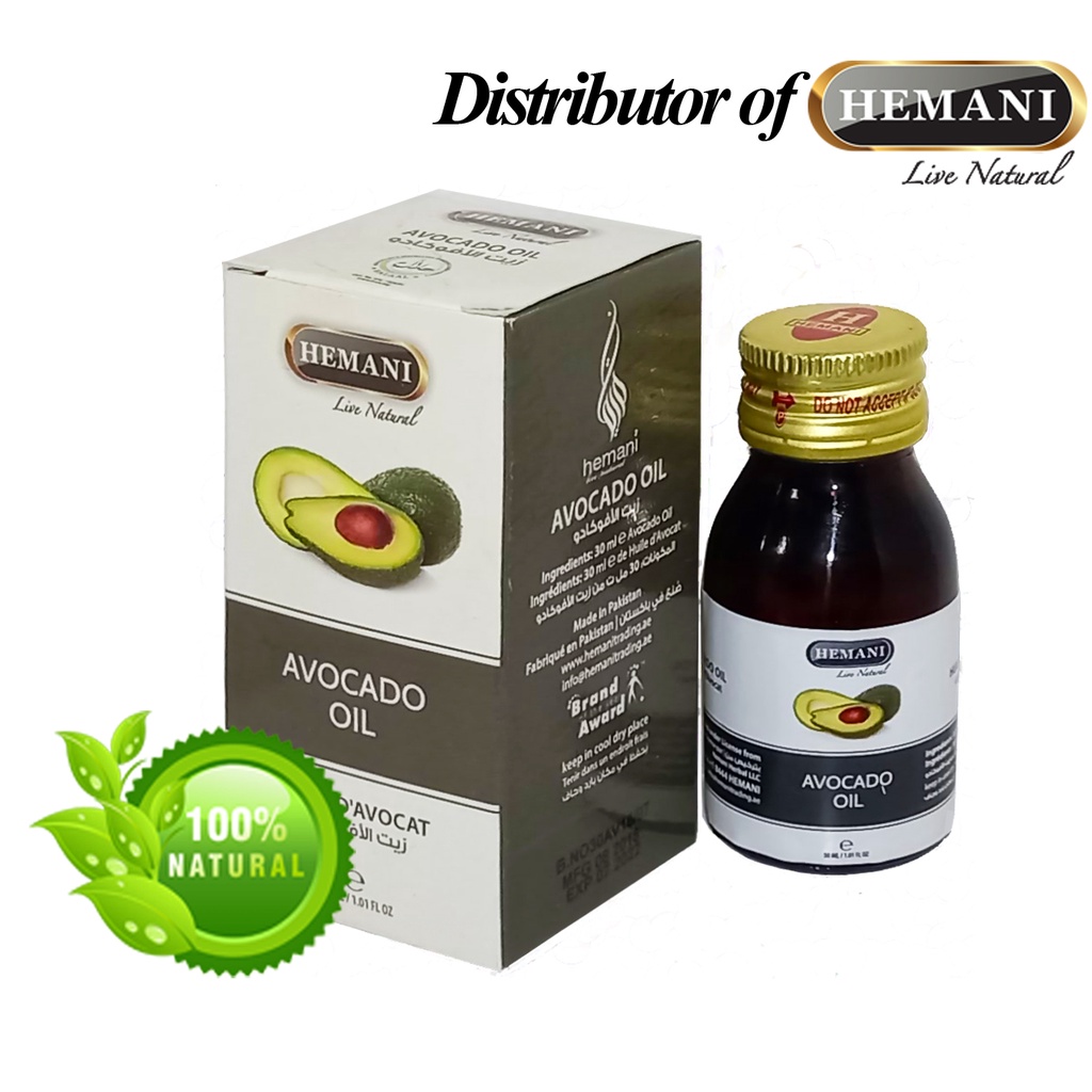 Dầu bơ Hemani Avocado Oil 30 ml, giúp dưỡng ẩm cho da, môi và tóc