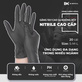 Mua Găng tay y tế đen không bột hộp 20 chiếc đen nhám  bao tay cao su đen  Sử dụng Trong Spa  pha chế  làm bếp  cơ khí