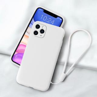 Ốp điện thoại trơn đơn giản bằng silicon mềm màu trắng nguyên chất Thích hợp cho iPhone11 i11Pro xsmax iXR 8Plus 7P có dây buộc va chạm Vỏ mềm