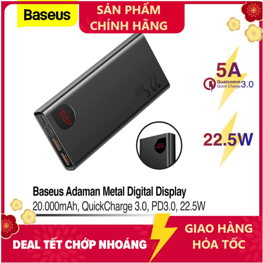 Pin Sạc Dự Phòng Baseus Adaman / PPMI01 Màn Hình Kỹ Thuật Số 10000mAh /20000 mah - PPMI01 -   22.5W , SẠC NHANH