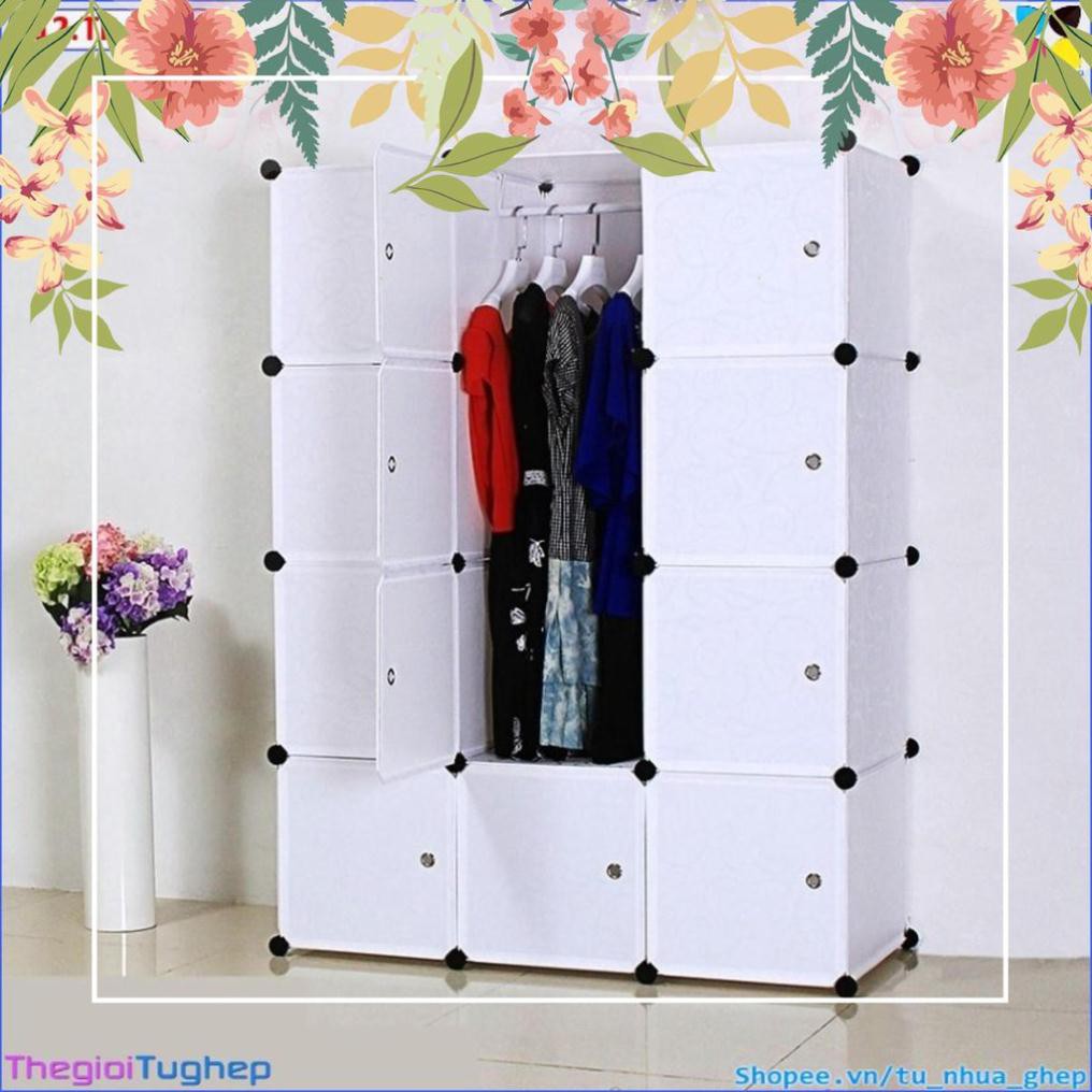bán chạy nhất Tủ nhựa ghép đa năng 12 ô sâu 47cm. tặng kèm 2 treo đồ