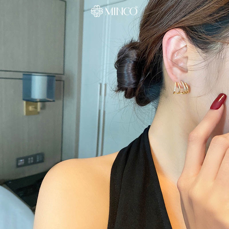 Bông tai nữ Minco Accessories khuyên tai nhiều vòng sát vành thời trang phong cách Hàn Quốc BT50