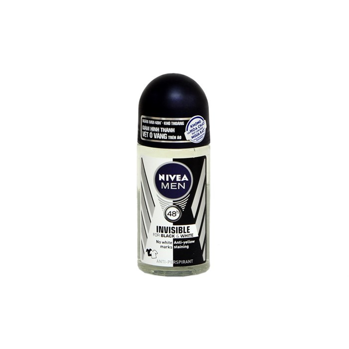 Lăn ngăn mùi Nivea Men Invisible For Black & White Giảm vết ố vàng chai 50ml