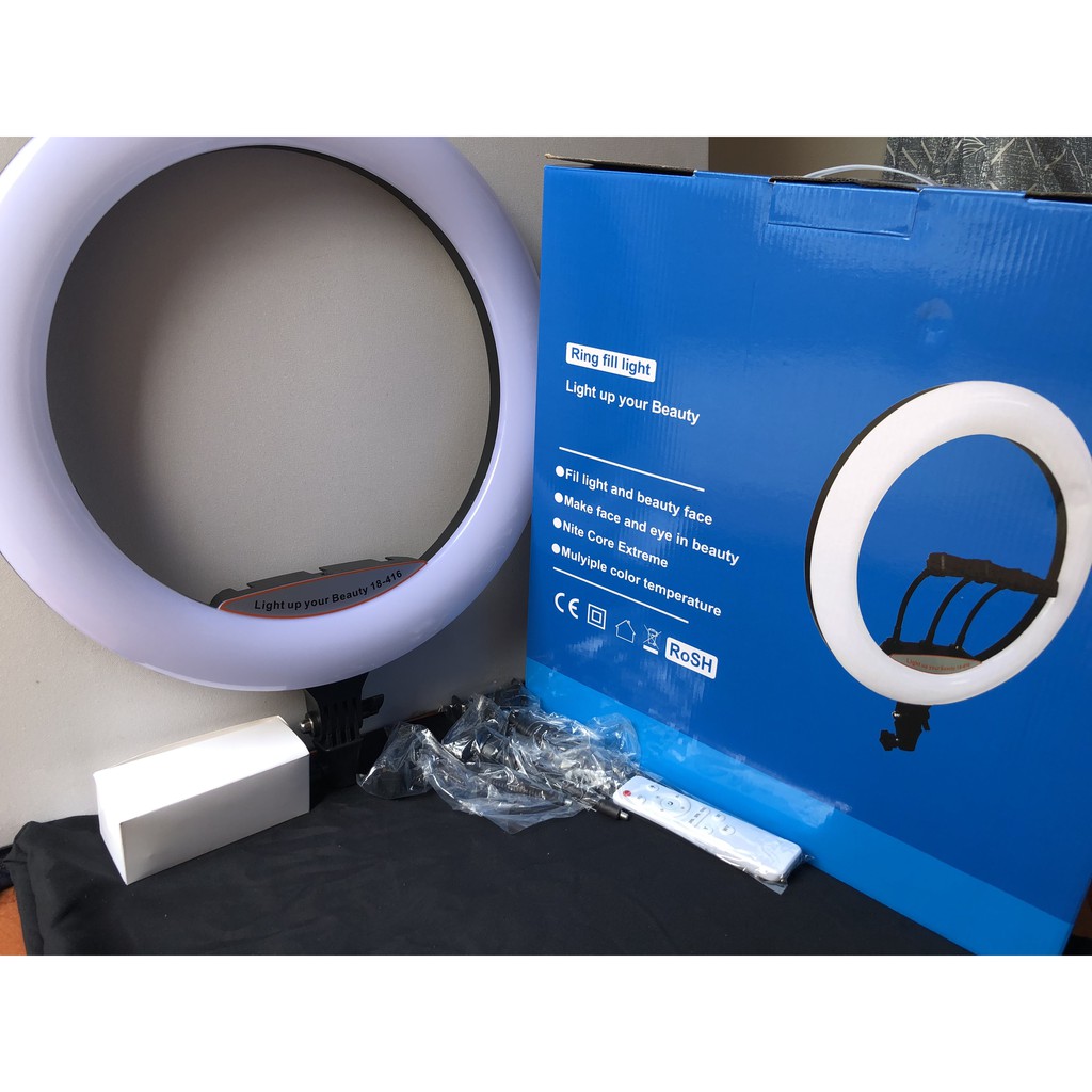 Đèn Livestream size 45 cm và chân 2m1 kèm điều khiển Hỗ Trợ Chụp Ảnh Make up Trang Điểm nhiều Chế Độ Sáng