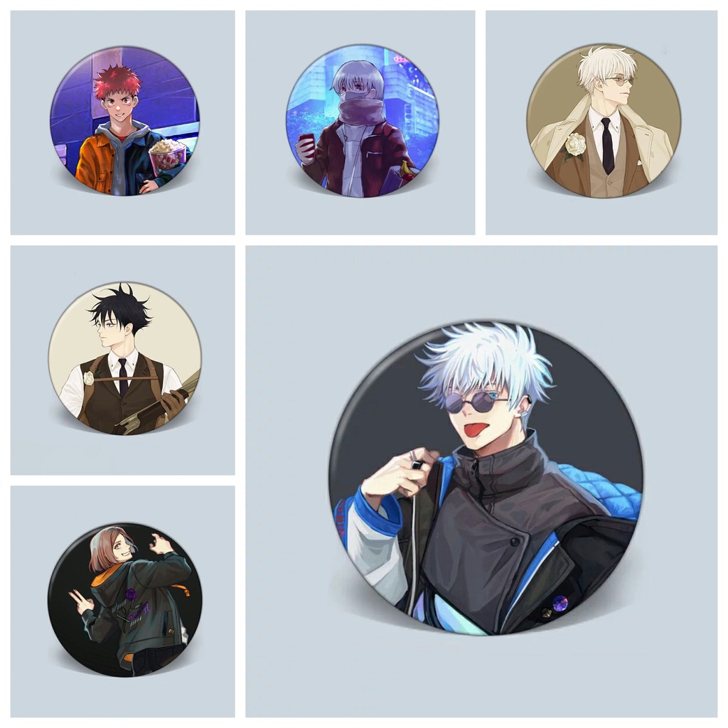 Combo 12 huy hiệu cài áo IN HÌNH Jujutsu Kaisen Chú thuật hồi chiến ver hiện đại anime chibi dễ thương tiện lợi