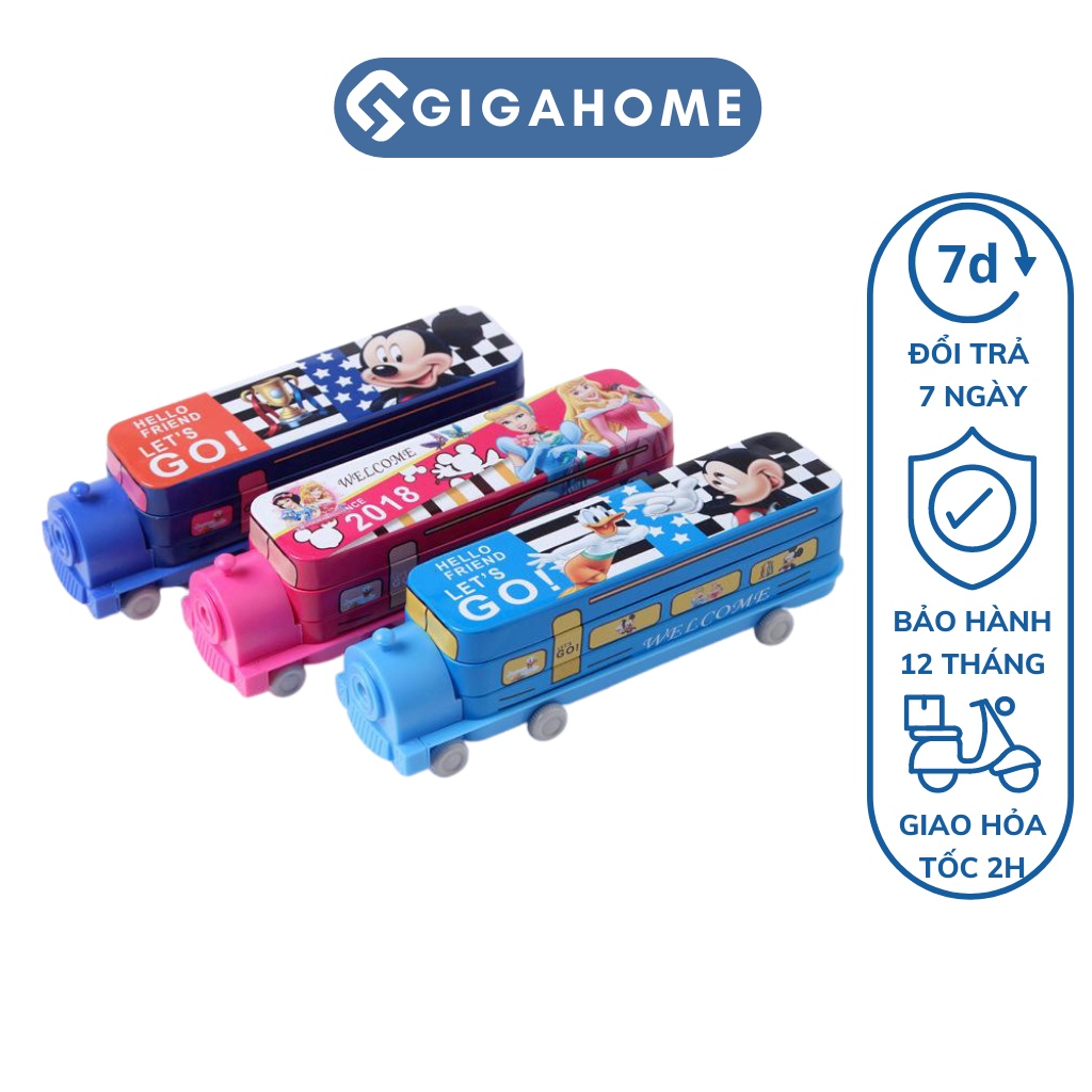 Hộp Đựng Bút Hình Xe Lửa 2 Tầng GIGAHOME Có Đồ Chuốt Bút Chì Tiện Lợi Cho Bé 7755