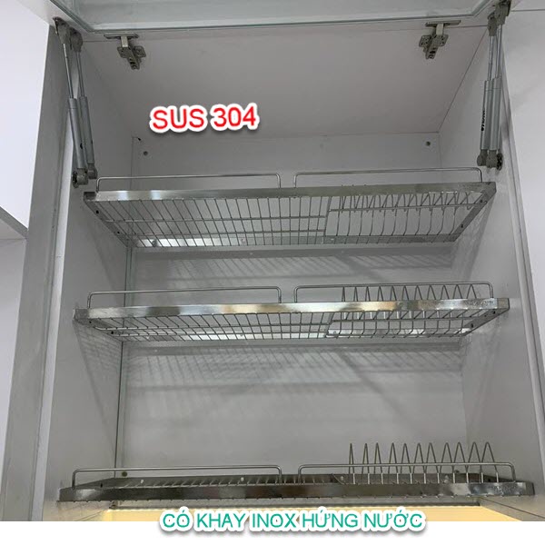 Kệ chén âm tủ trên Inox 304 - Giá bát đĩa âm tủ trên KCATT