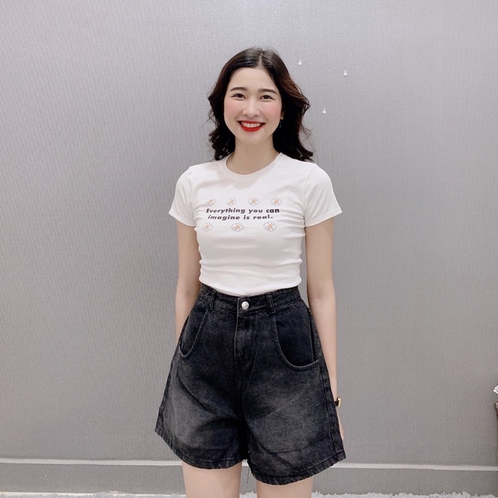 Quần short Jean lưng cao, quần bò ống rộng có bigsize tới70kg