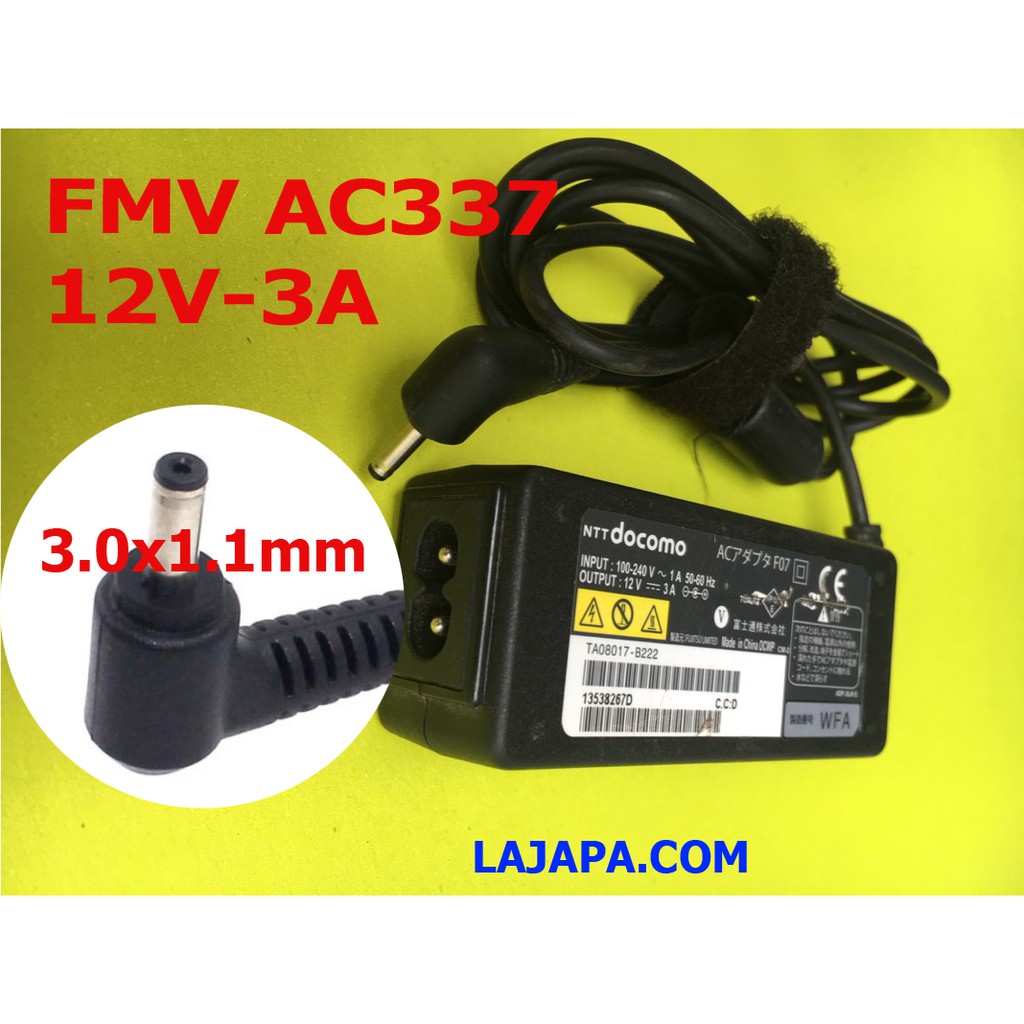 Sạc 12V-3A Đầu kim 3.0X1.1MM FMV AC337 Adapter Sạc Fujitsu Q584 Q506 Q555, q507