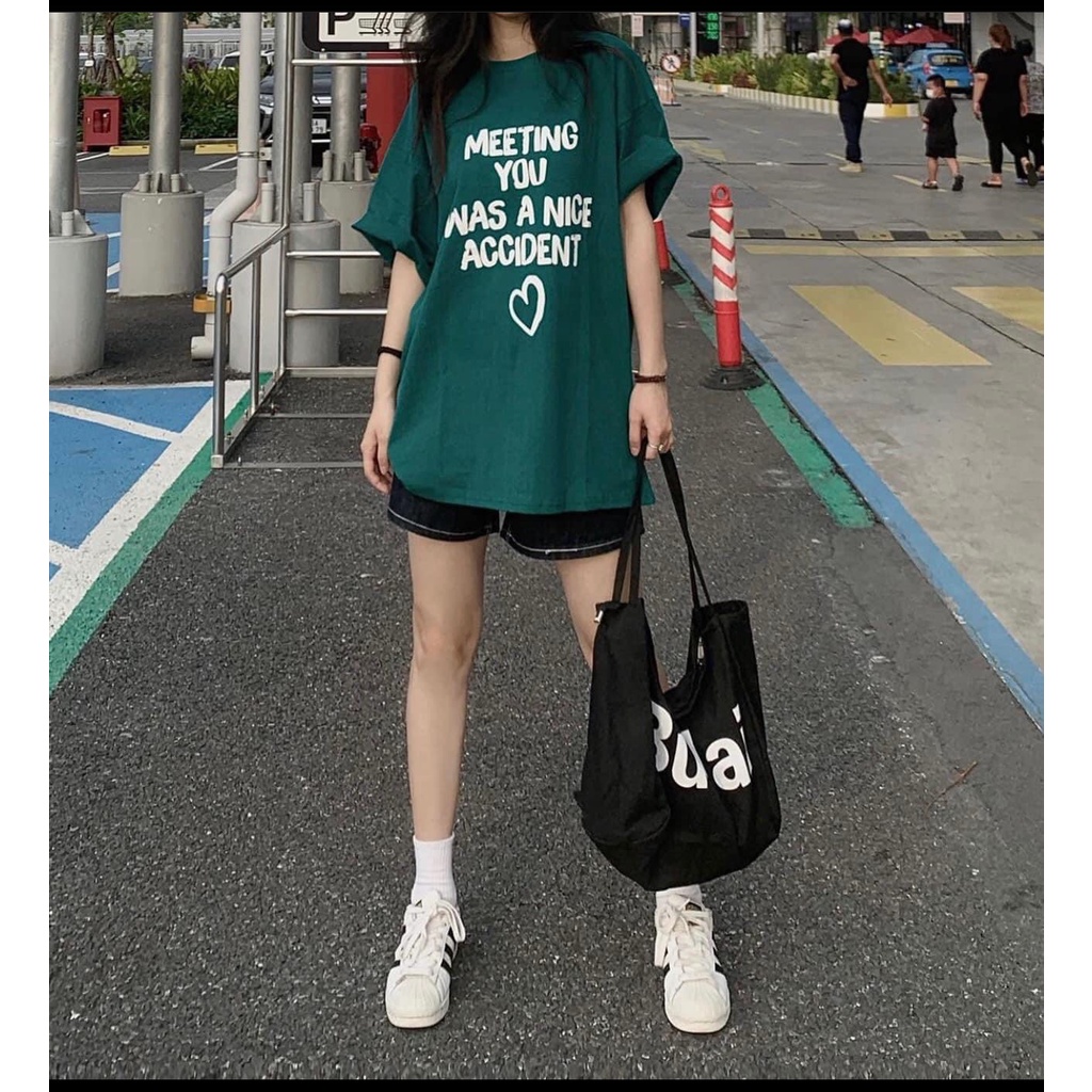 Áo phông dáng thụng MEETING YOU tay lỡ phong cách ULZZANG Hàn Quốc phù hợp cho cả nam và nữ