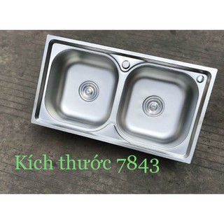 Bồn rửa chén 2 hộc inox 304 cao cấp - Kích thước 78×43 cho kinh doanh nhà trọ. Bộ xả bồn 2 hố. Khuyến mãi Tphcm  giá rẻ