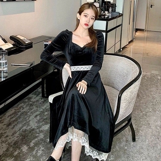 Đầm nhung đen sang trọng cho nữ