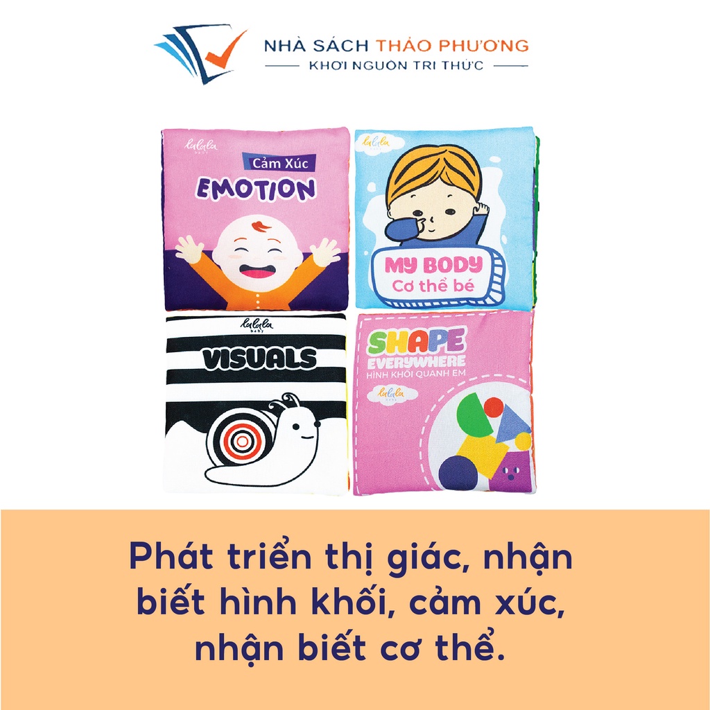 Sách vải Touch touch see see (mini cloth book) nhiều chủ đề thú vị, phát triển trí não cho bé - Bộ 4 cuốn