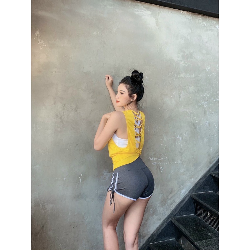 Áo tập gym-yoga-aerobic nữ, áo tank top đan lưng xinh xắn