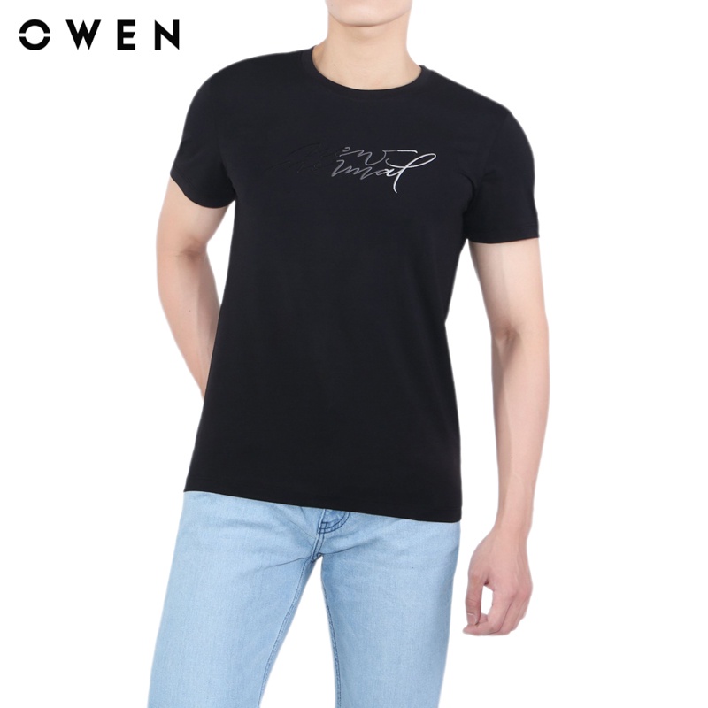 Áo Tshirt ngắn tay Nam Owen Cotton Slim Fit màu Đen - TSN23646