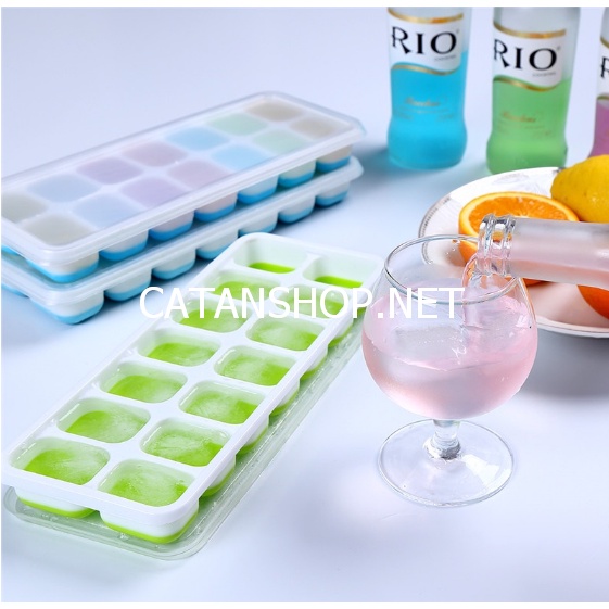 Khay làm đá 14 ô vuông đế mềm , khay làm thạch hoa quả GD509-KDa-Vuong