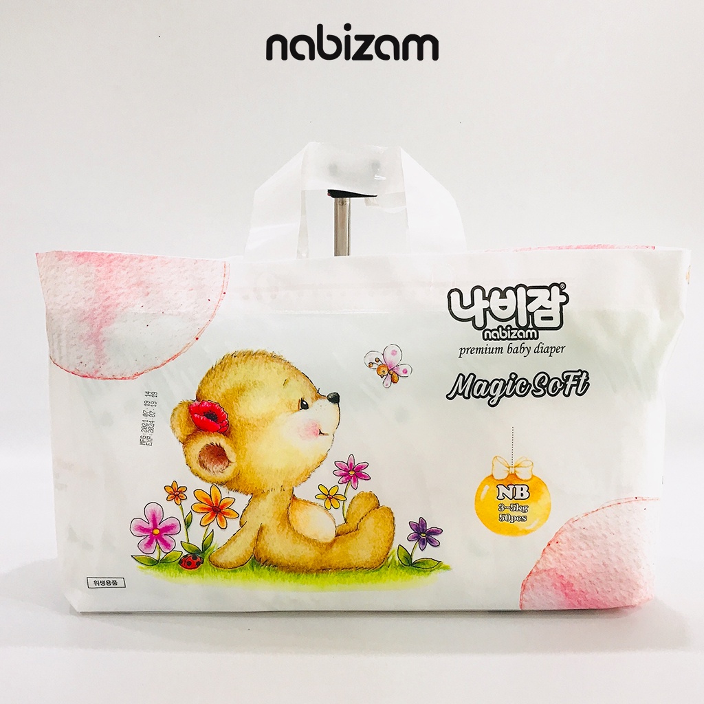 Tã/Bỉm Dán NABIZAM Magic Soft Cao Cấp Từ Sợi Bông Được Tuyển Chọn An Toàn Cho Bé Size NB Cho Bé Từ 3-5kg, 50 Miếng/Bịch