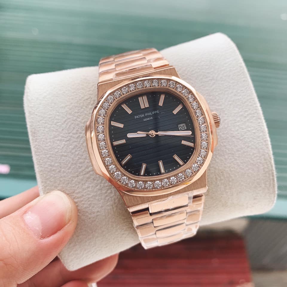 Đồng hồ Nam Ptk máy nhật chạy cơ Automatic vuông vành đá tròn size 41mm dây kim loại vỏ vàng hồng nhiều màu có dạ quang