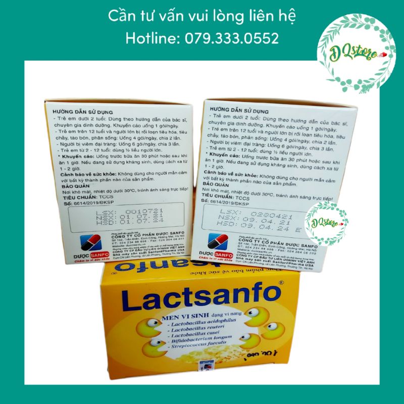 LACTSANFO- men vi sinh dạng vi nang cho người rối loạn tiêu hóa, chướng bụng, đầy hơi- hộp 24 gói