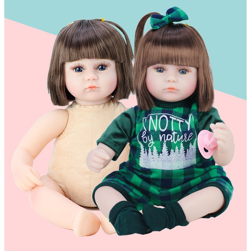 Búp Bê Tái Sinh Thân Gòn Q Baby 42 cm Mắt 3D - New Style Reborn Toddler Semi Soft Vinyl Fashion American Girl Doll 17 in