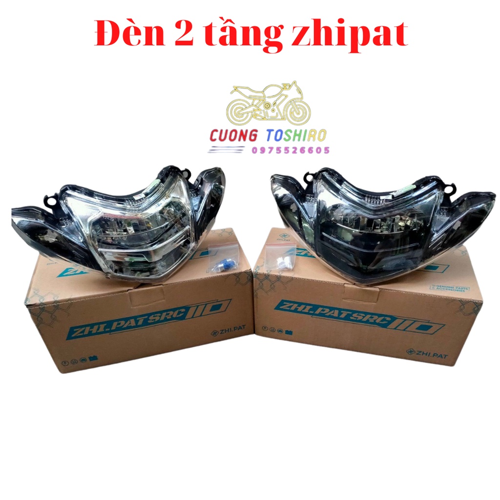 Đèn pha led 2 tầng Zhipat chính hãng lắp cho xe sirius src110 ánh sáng tốt ngoại hình đẹp