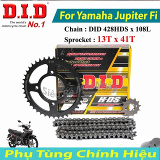 Bộ Nhông Sên Dĩa DID Yamaha Jupiter Fi Sên đen 10ly Thái Lan 13T x 41T