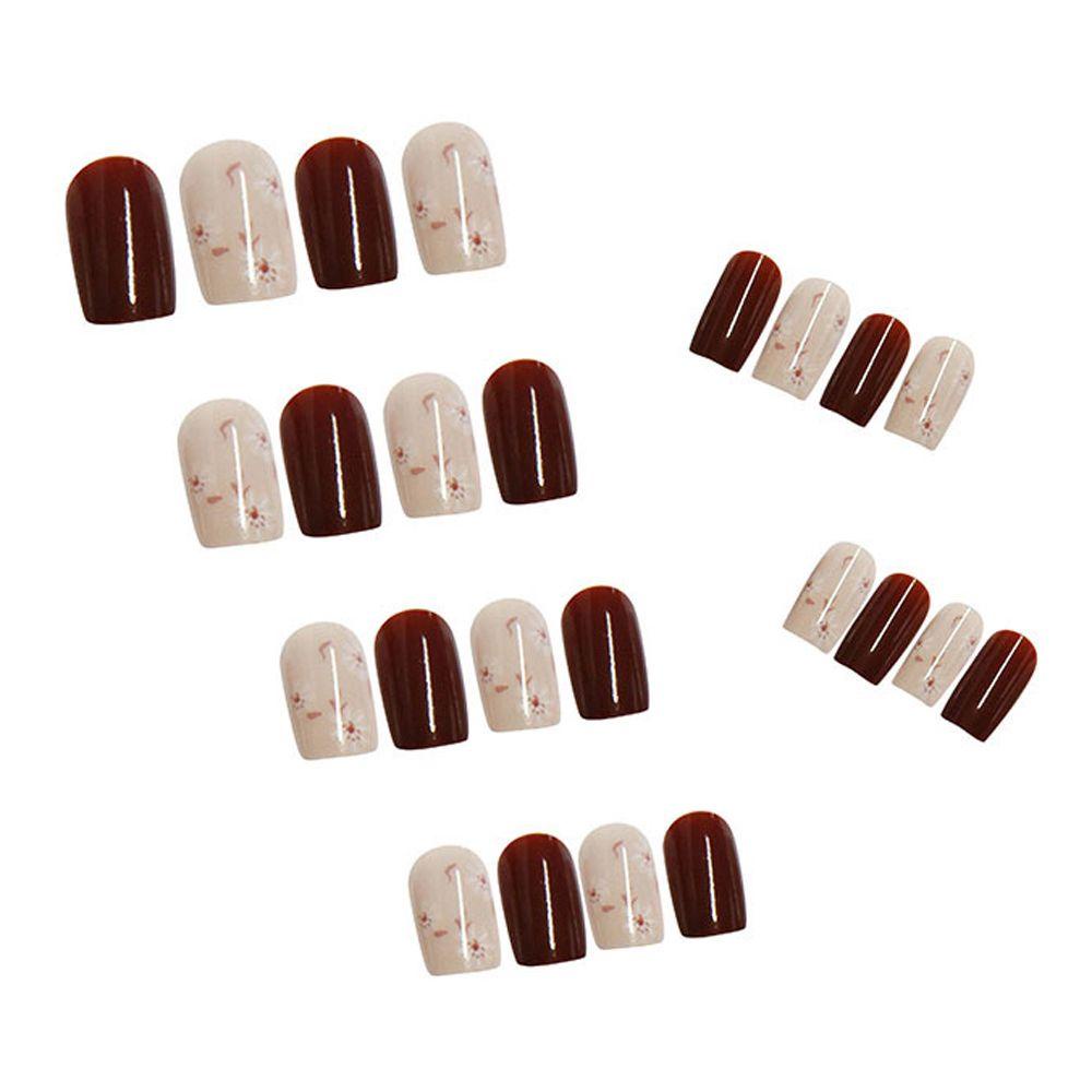 Bộ Móng Tay Giả Dạng Nhấn Họa Tiết Hoa Trái Tim Tình Yêu Thời Trang Phong Cách Nhật Bản