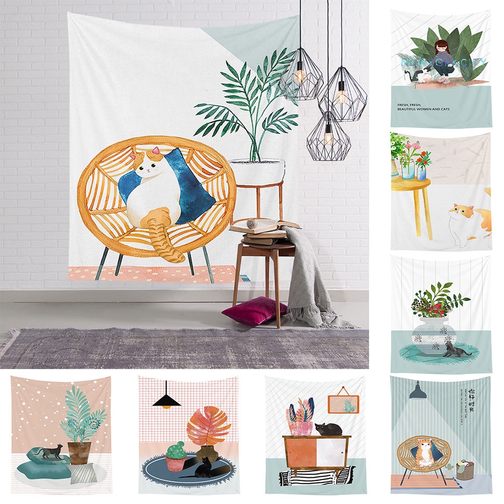 Thảm Treo Tường Trang Trí Hình Mèo NY-95x73 / 130x150cm