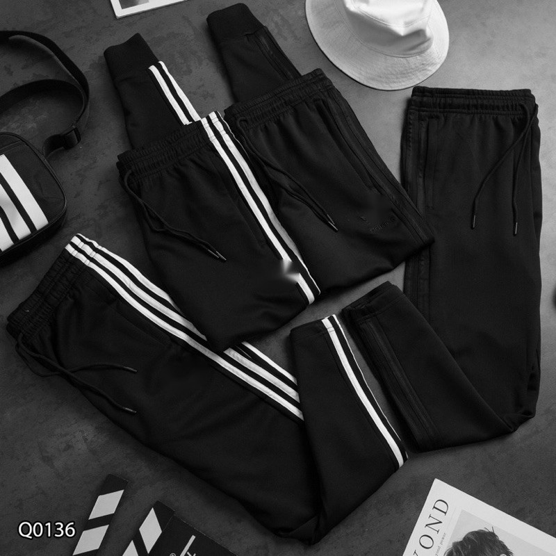 QUẦN THỂ THAO NAM - QUẦN JOGGER NAM NỮ 3 SỌC VẢI THUN CAO CẤP