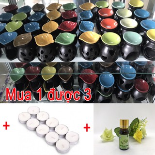Combo Đèn xông tinh dầu đốt nến + tinh dầu sả cao cấp 10ml + 10 viên nến Tealight