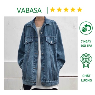 Áo khoác jean nam nữ thêu chữ vàng