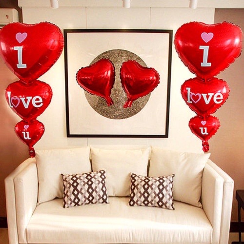 Bóng bay hình trái tim đỏ 3 tầng in chữ i love you trang trí sinh nhật, phòng cưới, cầu hôn, kỉ niệm party