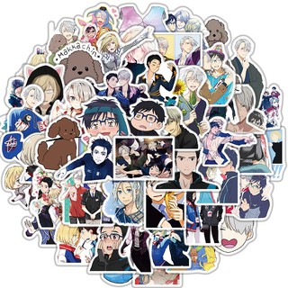 Set 50 Miếng Dán Trang Trí Hình Nhân Vật Hoạt Hình Yuri!! On Ice