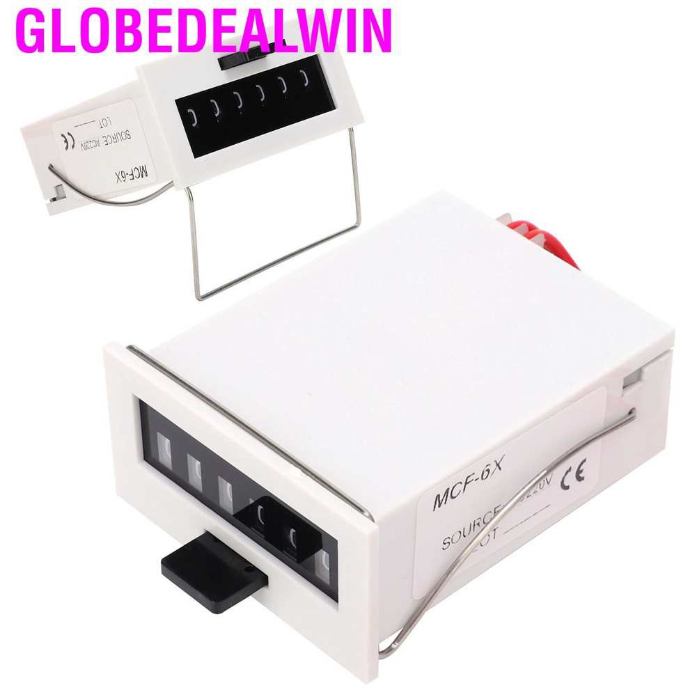 Bộ đếm xung điện từ Globedealwin 6 mô-đun ký hiệu chất liệu ABS MCF ‑ 6X 0‑999999 AC220V