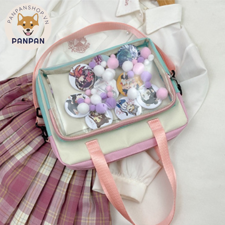 [CÓ SẴN] Túi Itabag đeo chéo trong suốt PHỐI MÀU quoai đeo linh động