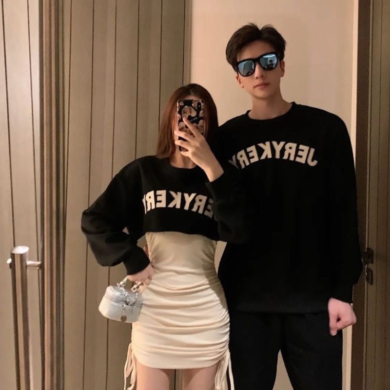 Áo nỉ set croptop nam nữ hàng Quảng Châu