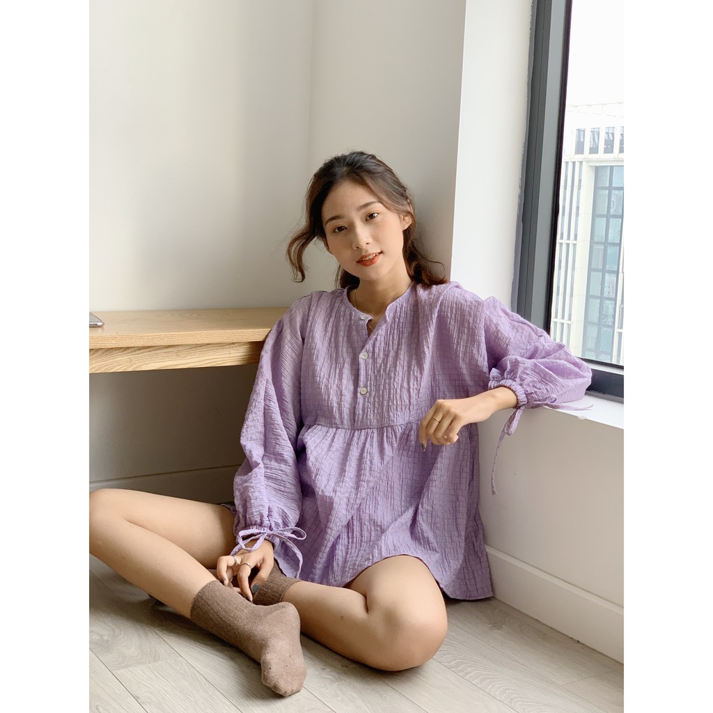 [Mã WASKT304 giảm 15% tối đa 30K đơn 99K] áo BBD cúc ngực vải nhún tầng TKA254 1994closet | BigBuy360 - bigbuy360.vn
