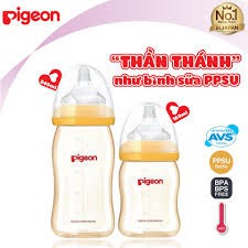 Bình sữa cổ rộng nhựa PPSU Pigeon,160ml và 240ml Vàng [ CÓ TEM CHỐNG HÀNG GIẢ]